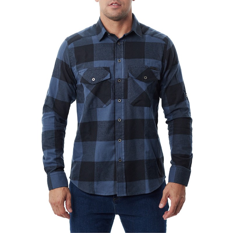 CAMISA INVICTUS LUMBERJACK FLANELA GRID AZUL GG